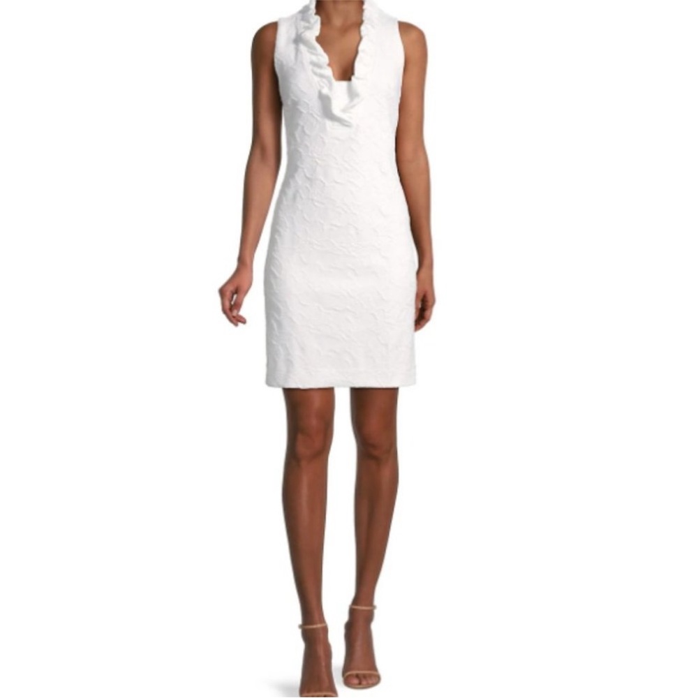 Lilly Pulitzer White Ruffle V-Neck Sheath Dress